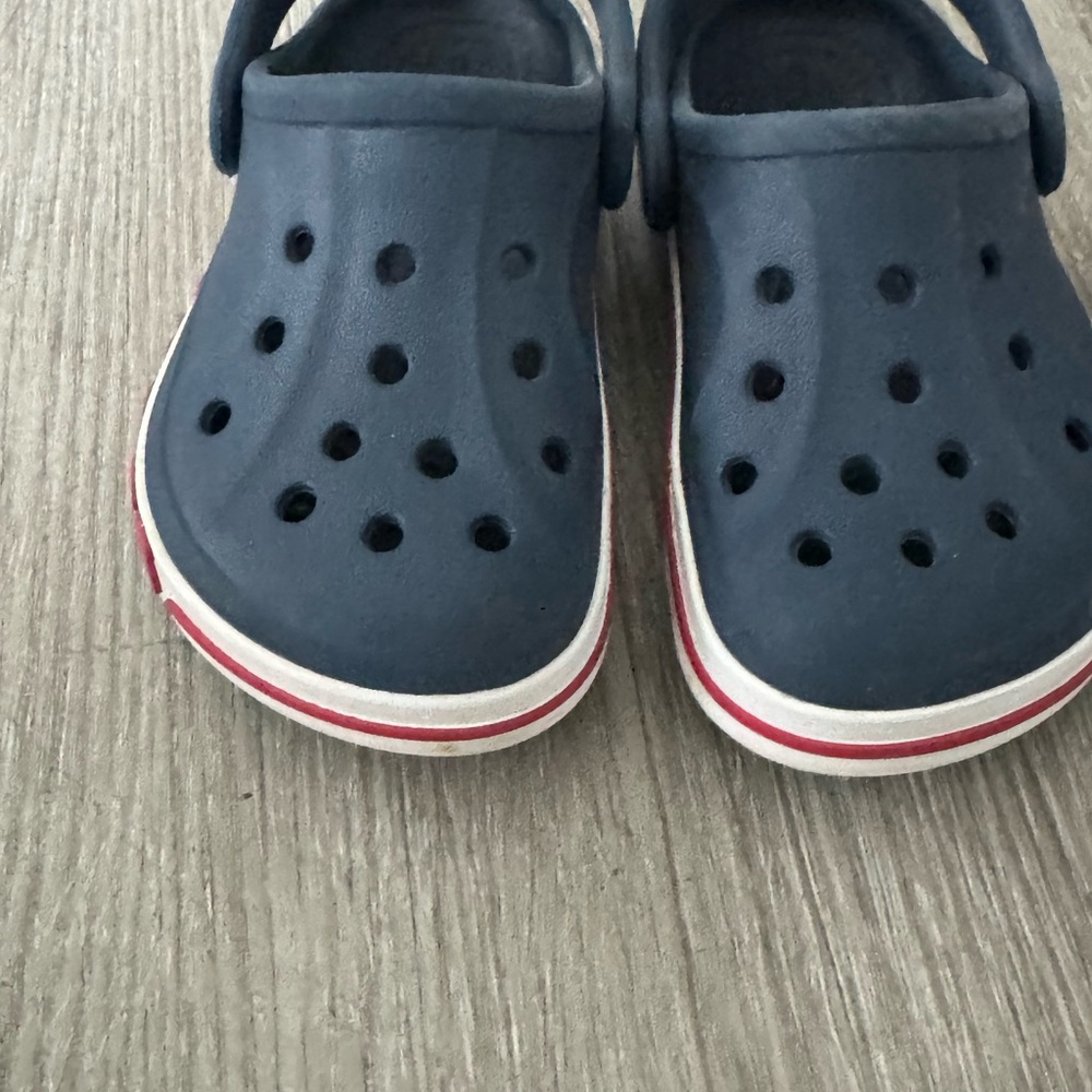 CROCS Kids Navy Sandals with Red Trim